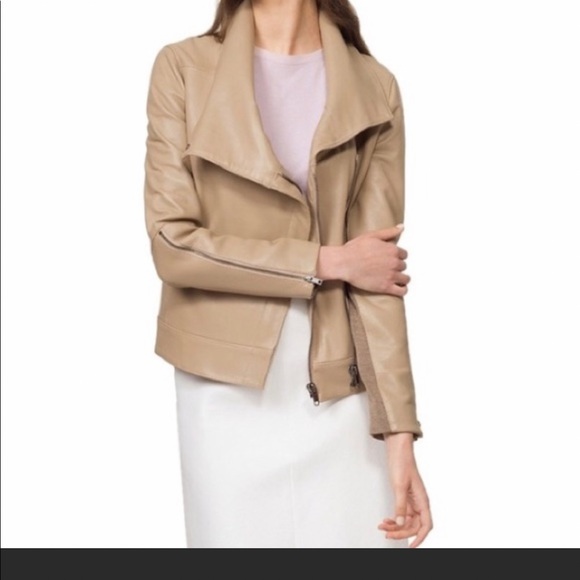 Helmut Lang Tan drape collar leather jacket - Picture 6 of 6